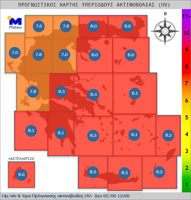 UV map of Greece